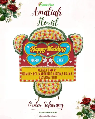 Karangan Papan Bunga Pernikahan di Cintamanik